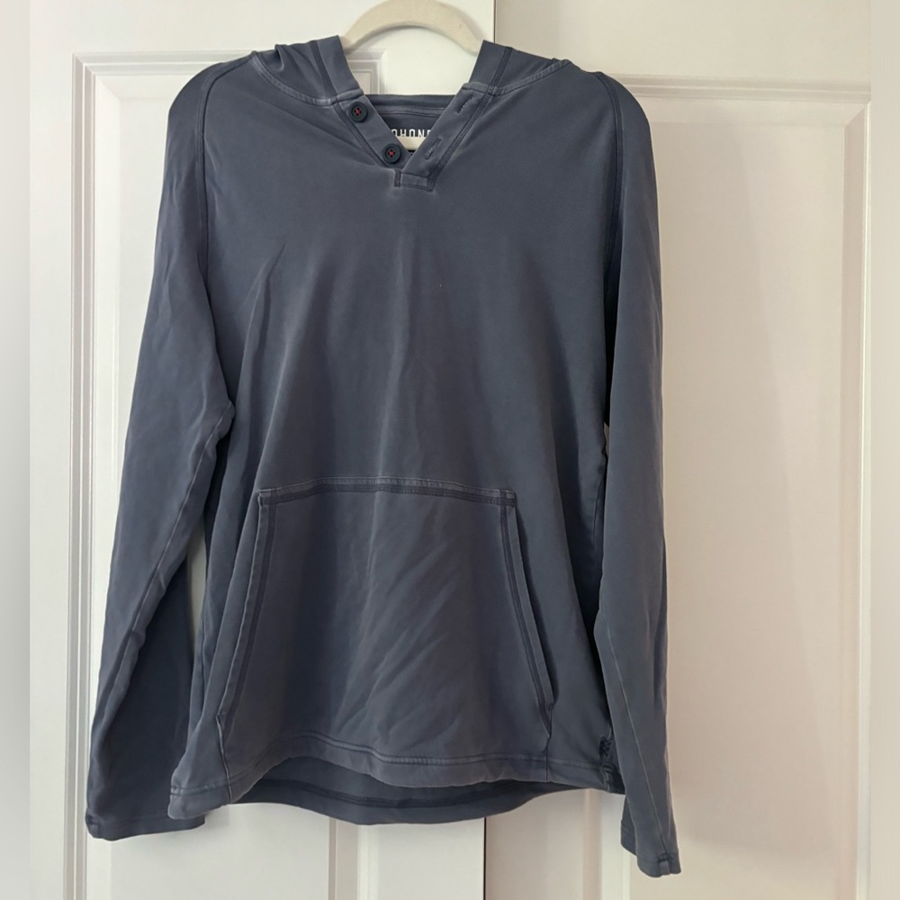 RHONE bolinas henley hoodie pullover beach style navy cotton blend mens S/P
